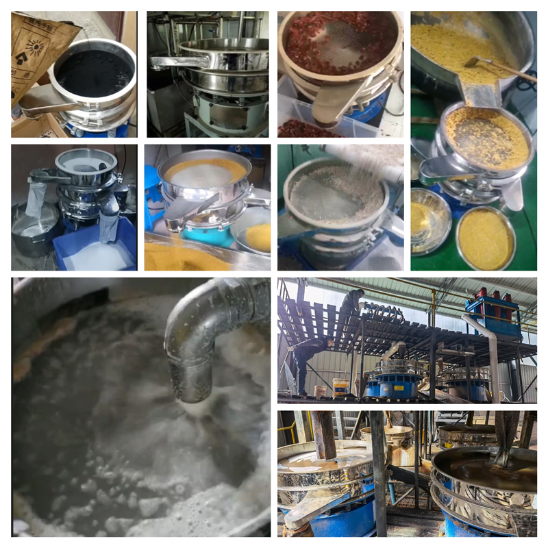 圓形振動(dòng)篩適用行業(yè)：食品，陶瓷，醫(yī)藥，冶金，化工等行業(yè)。