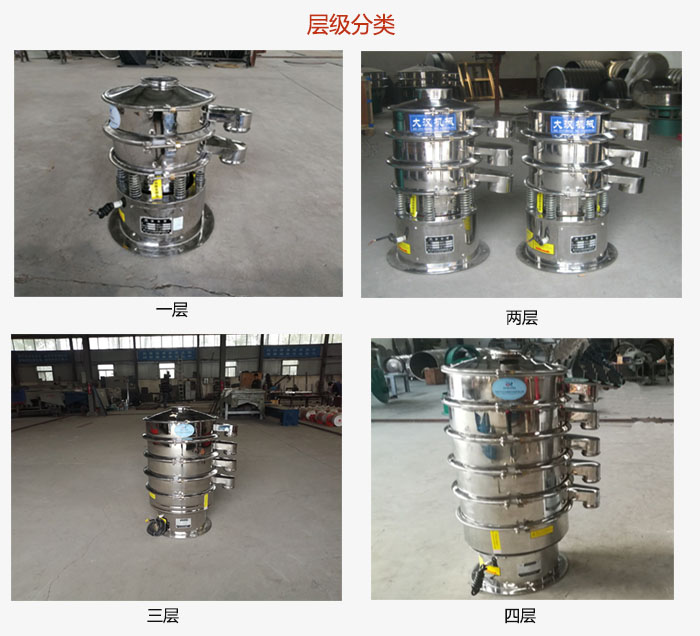 小型不銹鋼振動(dòng)篩層級展示：一層，兩層，三層，四層等。