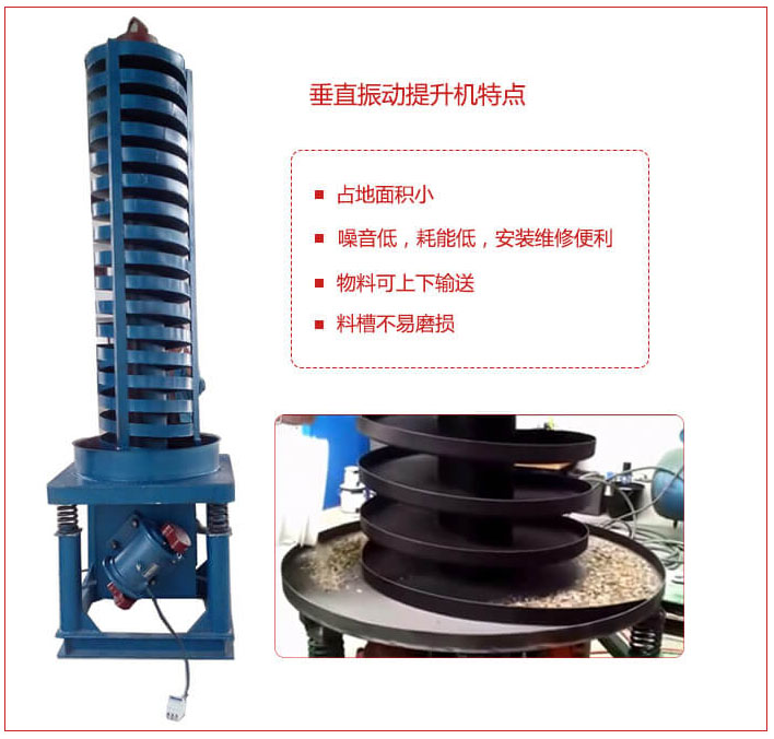 DZC垂直振動(dòng)提升機(jī)主要特點(diǎn)：產(chǎn)品占地面積小，便于工藝布置。物料殼向上輸送，亦可向下輸送。噪音低，結(jié)構(gòu)簡(jiǎn)單，安裝，維修便利。能耗小，節(jié)約電能，料槽磨損小。