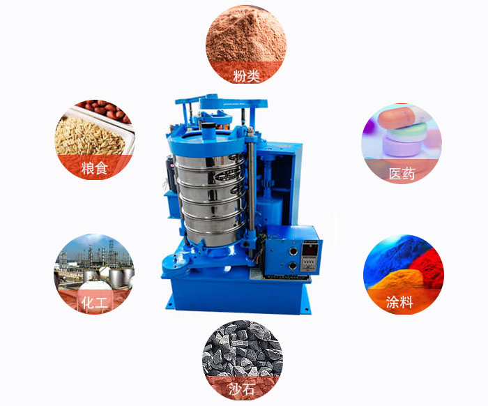 拍擊式標(biāo)準(zhǔn)振篩機(jī)適用范圍：粉狀，醫(yī)藥，糧食，石沙，化工，涂料等