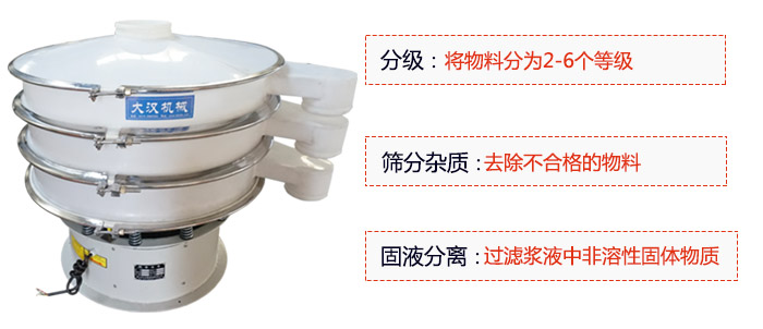 600型聚丙烯振動篩優(yōu)勢：分級：將物料京分為2-6個等級。篩分雜質(zhì)：去除不合格的物料。固液分離：過濾漿液中非溶性固體物質(zhì)。