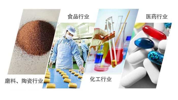 圓形旋振篩適用行業(yè)：磨料，陶瓷行業(yè)，食品行業(yè)，化工行業(yè)，醫(yī)藥行業(yè)。