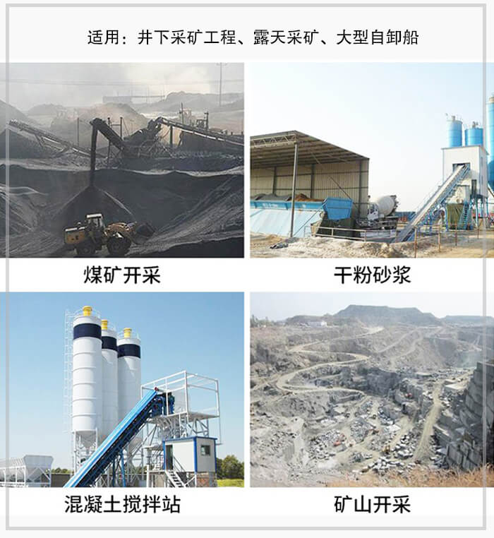 大傾角皮帶輸送機(jī)適用于煤礦開采，混凝土攪拌站，干粉砂漿，礦山開采等行業(yè)中。