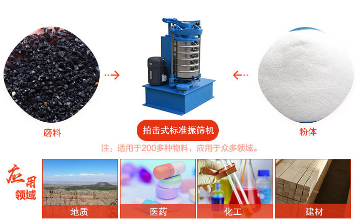 拍擊篩適用于多種物料顆粒狀，粉狀，不規(guī)則物料的篩分。